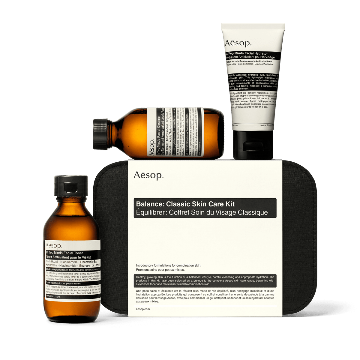 AESOP 伊索 淨透平衡護膚三件套（混合性肌膚潔面露100ml+混合性肌膚保濕精華乳60ml+純淨