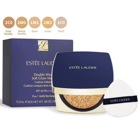 Estée Lauder Double Wear Soft Glow Matte Cushion SPF45 PA+++ 1C0 正裝連替換芯白色背景產品圖